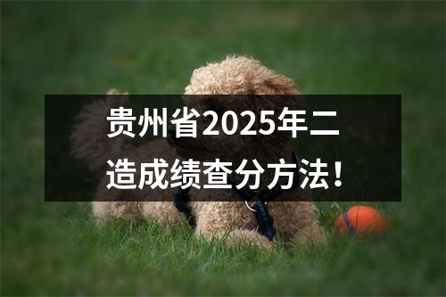 贵州省2025年二造成绩查分方法！